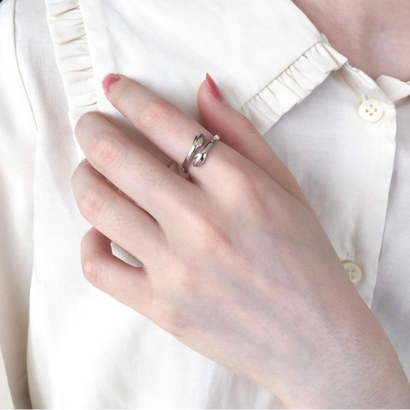 925 Sterling Silver Adjustable Hug Ring Come to My Arm Couple Hugging Rings - Picture 3 of 7